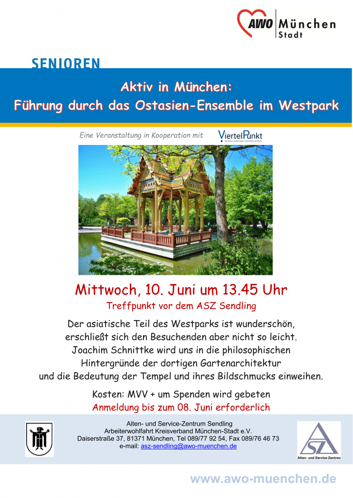 Flyer zur Führung durch das Ostasien-Ensemble im Westpark