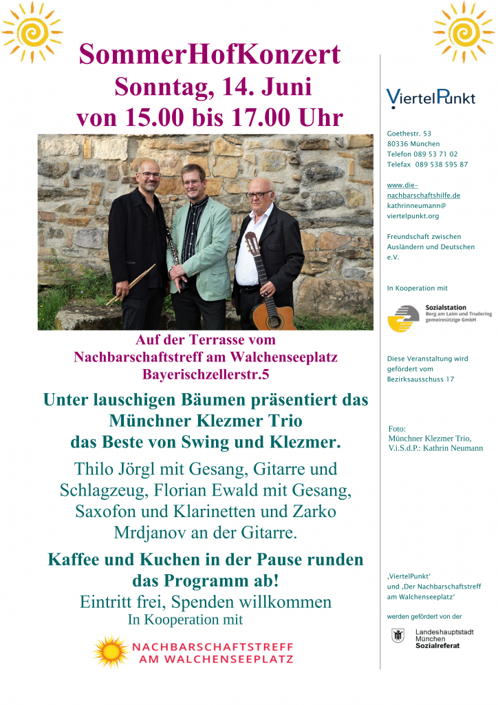 Flyer zum SommerHofKonzert mit dem KlezmerTrio