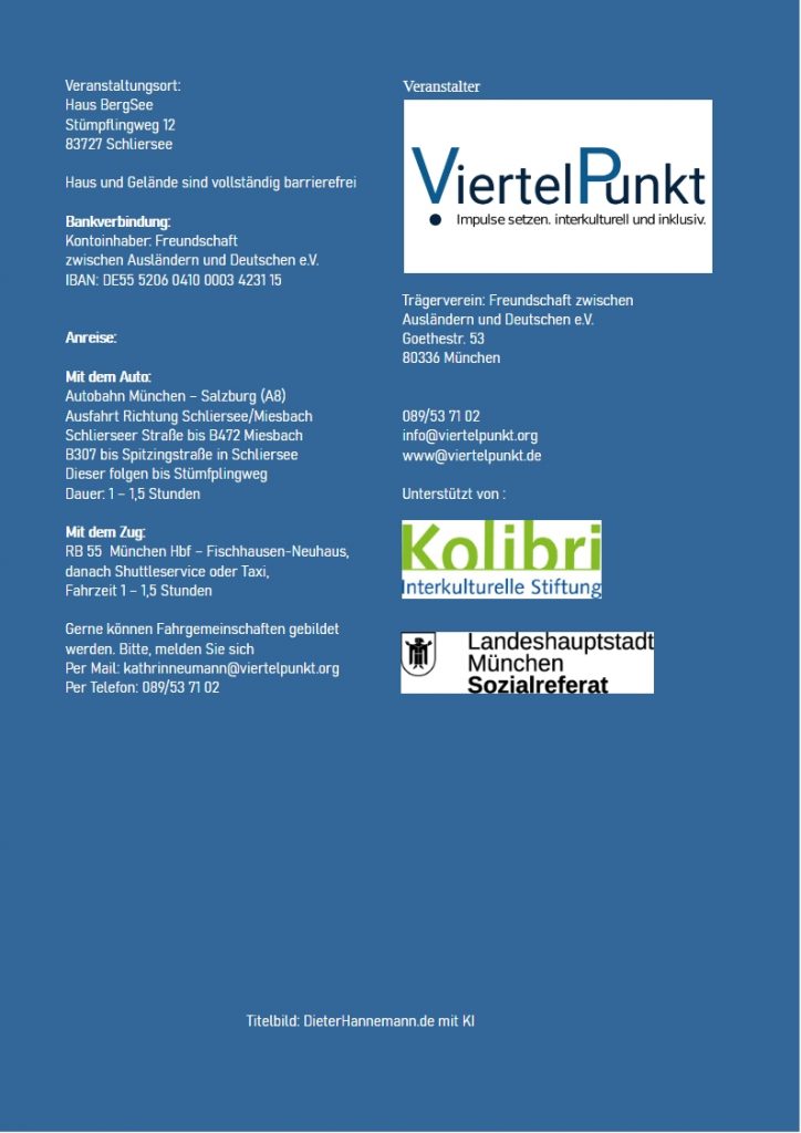 Rückseite des Flyers zum Wochenendseminar im April 26